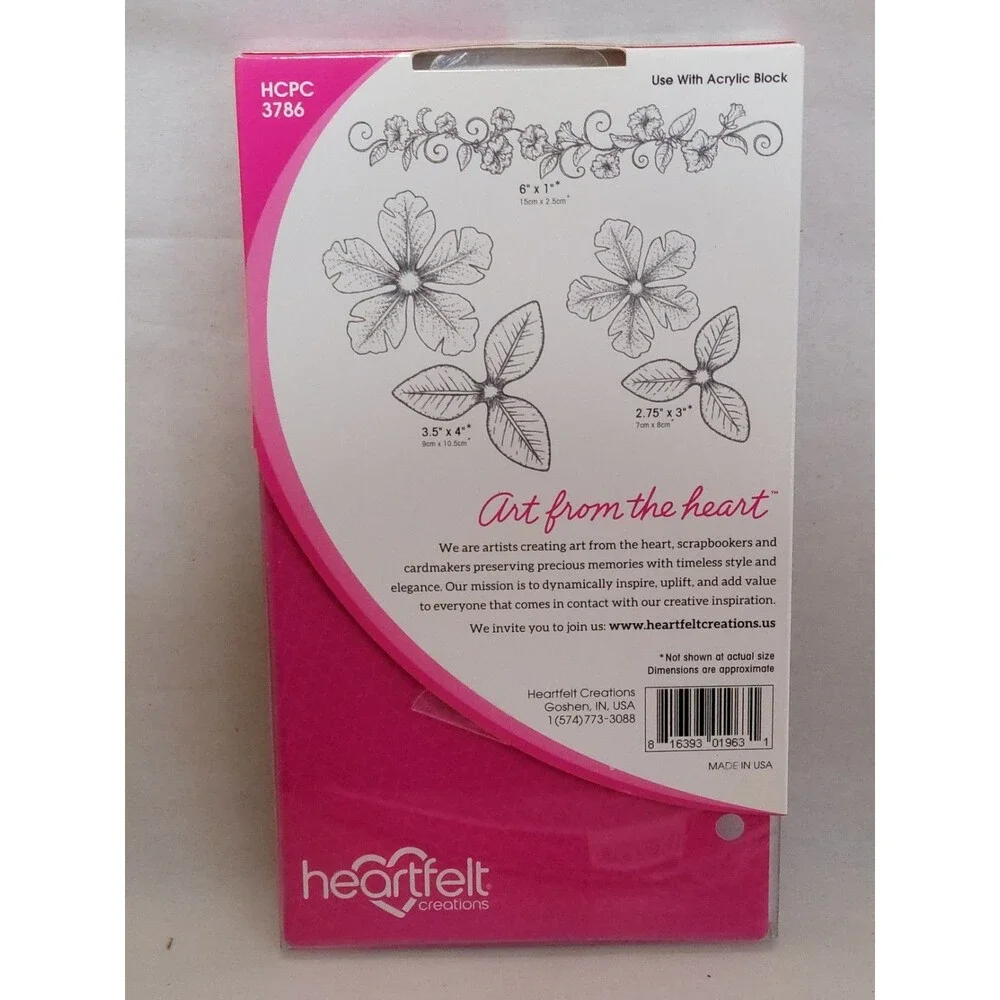 Heartfelt Creations Large Classic Petunia Craft Dies Cling Stamps Scrapbook
